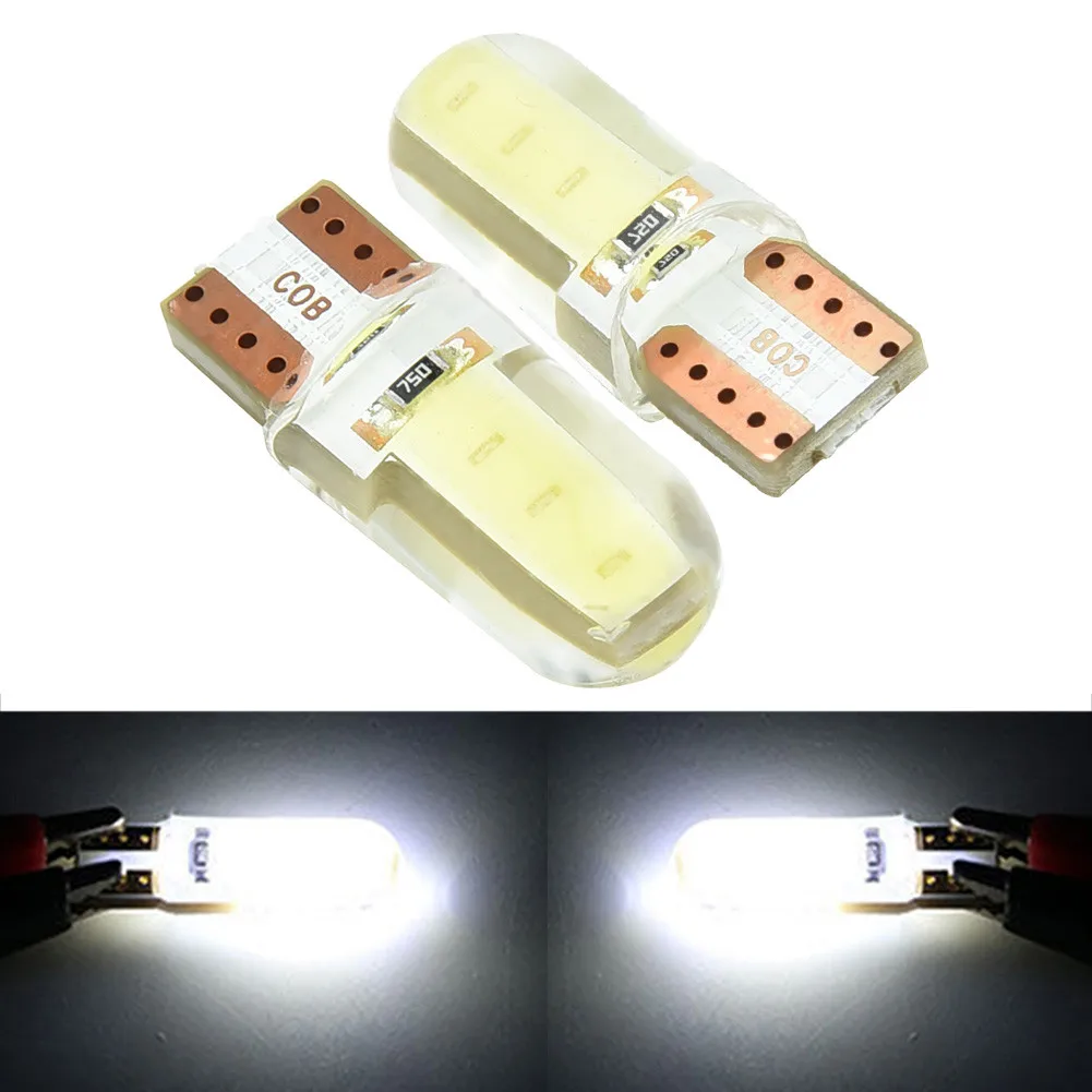 

10pcs 12V T10 W5W White Cob LED Light Car Interior Reading Light Side Marker Light Wedge Dome Lights Bulbs