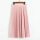 Женская плиссированная юбка средней длины QRWR, однотонная черная и розовая юбка с высокой эластичной талией, весна-лето 2021