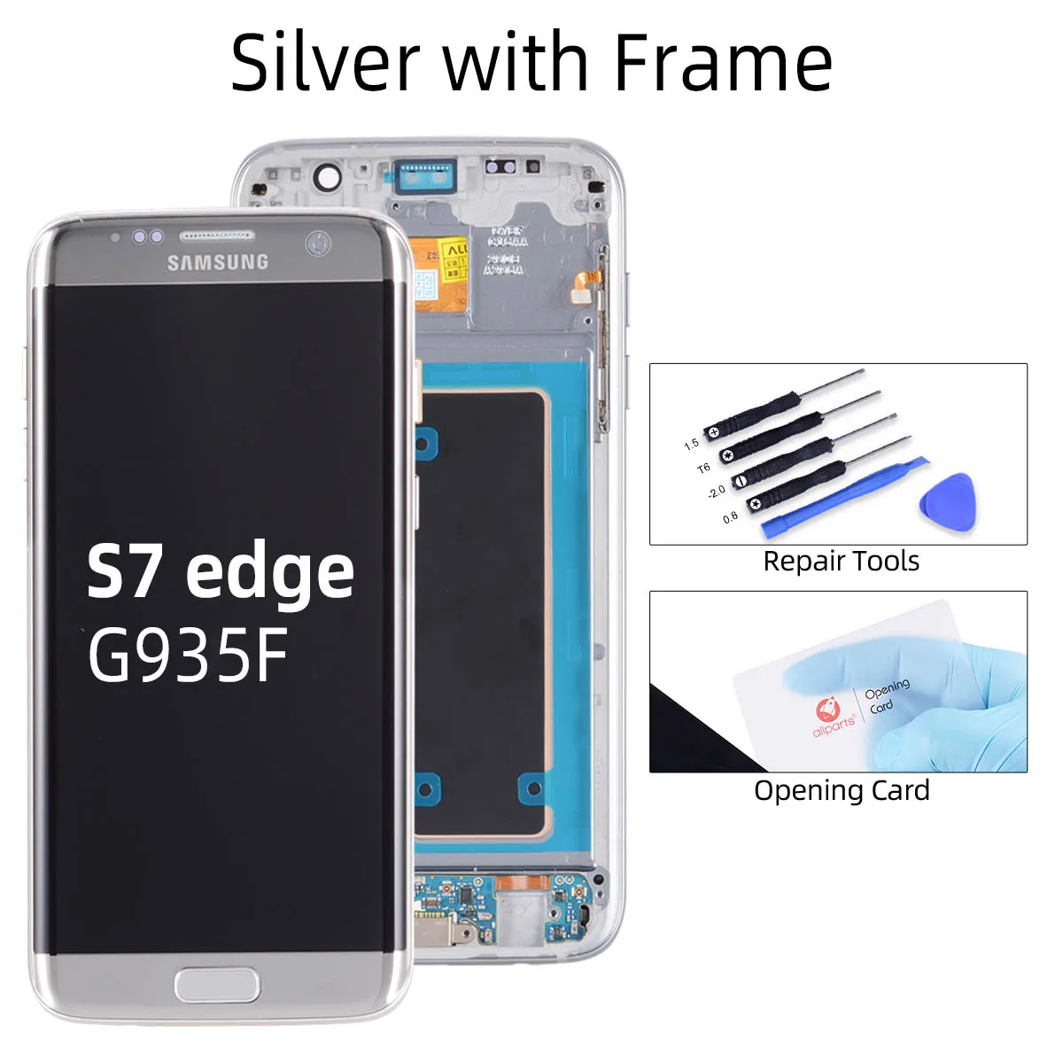 S7 edge Silver Frame Супер AMOLED дисплей для SAMSUNG Galaxy S7 Edge lcd кодирующий преобразователь сенсорного экрана в сборе с рамкой G935F G935 S7 G930F - Цвет: S7 edge Silver Frame