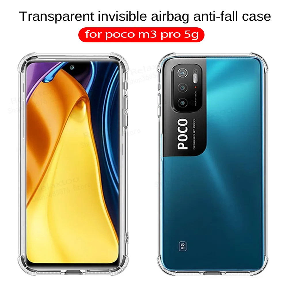transparent silicone shockproof cases for poco m3 pro 5g phone tempered glass little m3 pro camera nfc protection film covers free global shipping