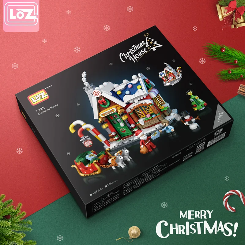 Loz 1223 Diamond Mini Street Building Blocks Christmas House Tree Santa Claus Girl Friends City Bricks Toys Children Xmas Gift images - 2