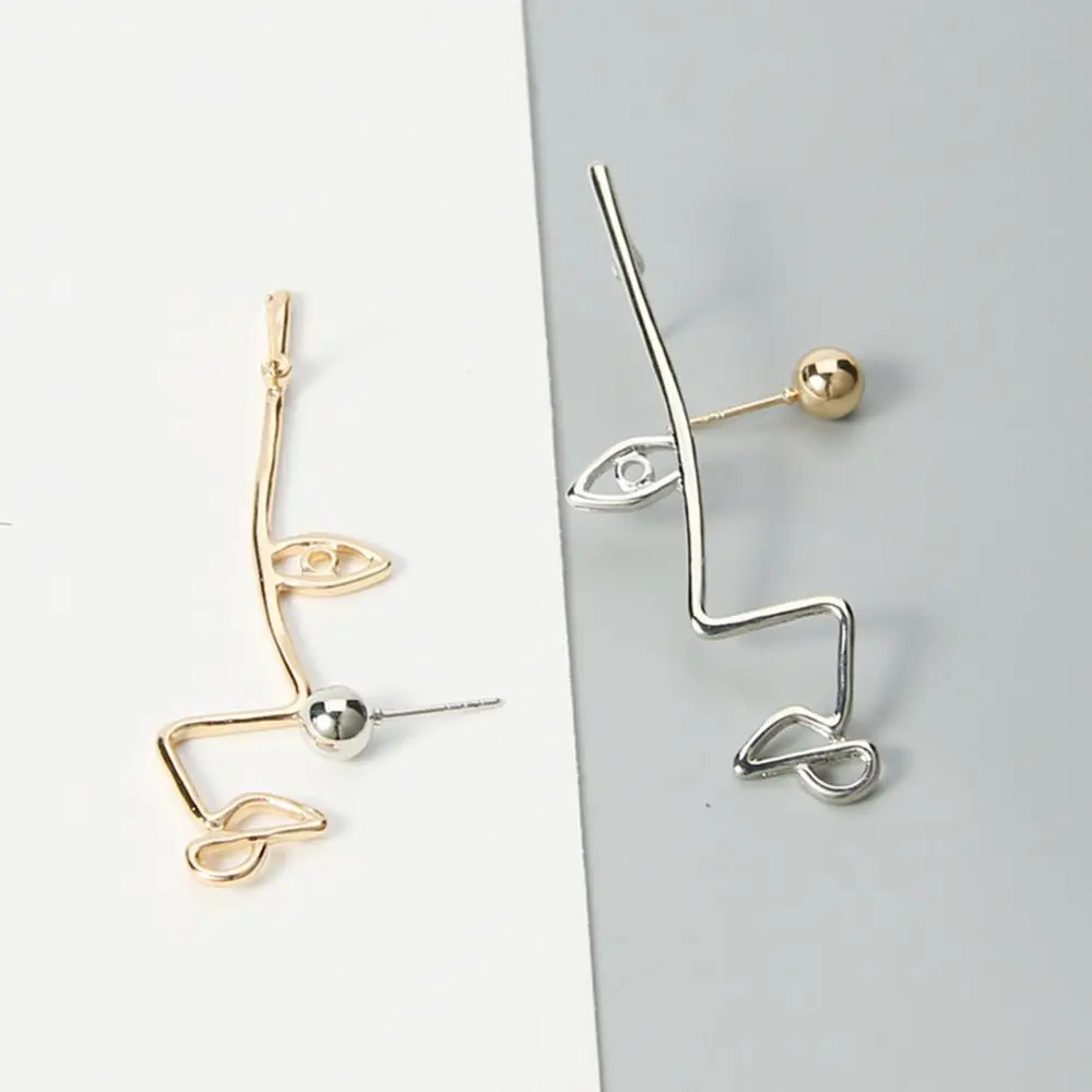 1 пара простые уникальные асимметричные серьги в форме глаза металлическая