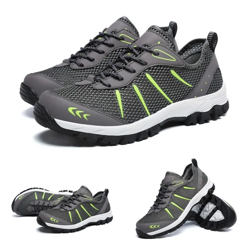 Мужская альпинистская обувь для пеших прогулок сетчатая дышащая на шнуровке