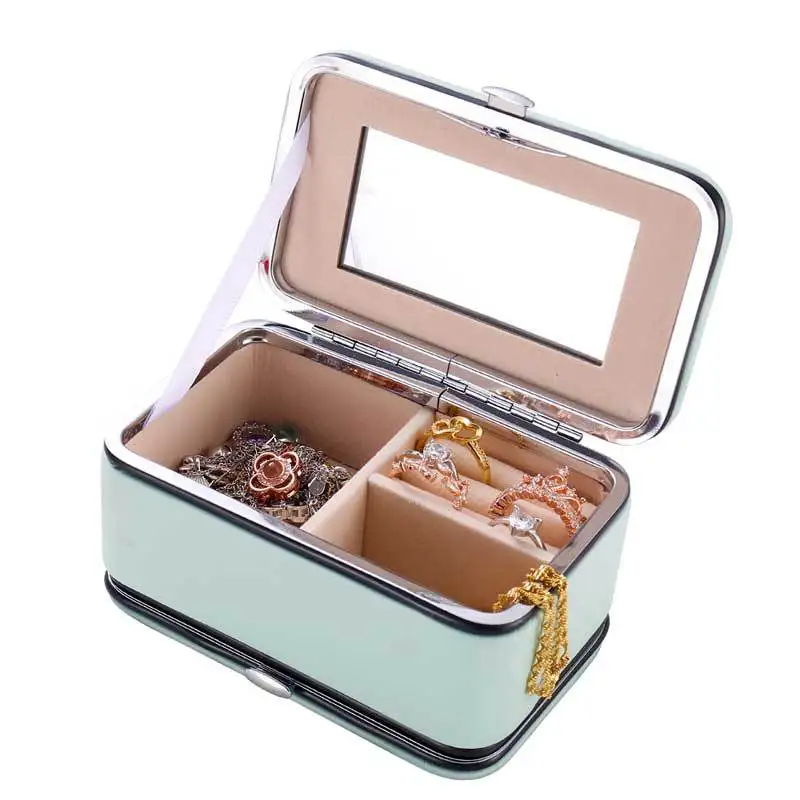 

Classical fashion women pink color leather jewelry box top quality jewelry Makeup Organizer Box Jewelry Storage Case 200807-13