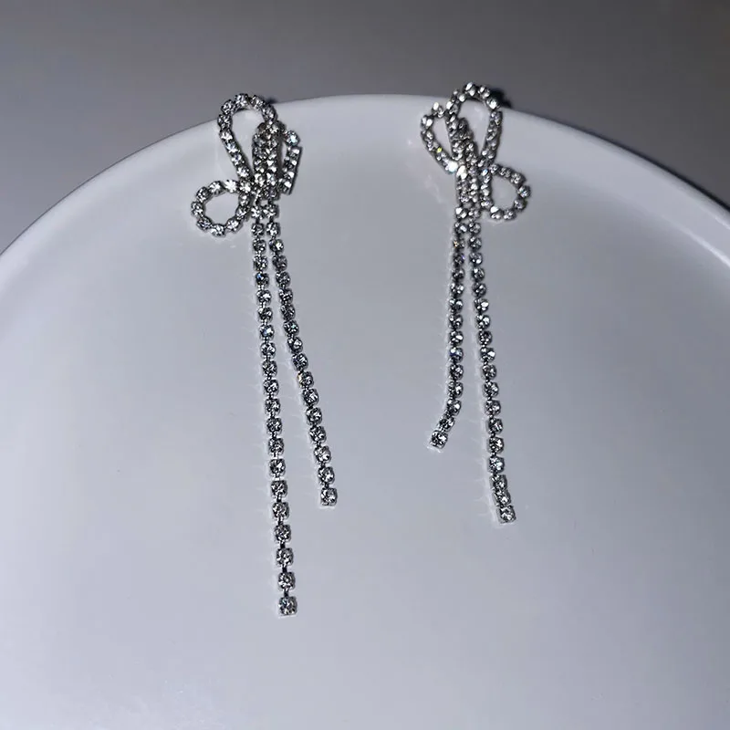 

2021 Trend Bowknot Zirconia Stud Earrings for Women Temperament Elegant Korean Fashion Elegant Wedding Jewelry Girls Gifts Party