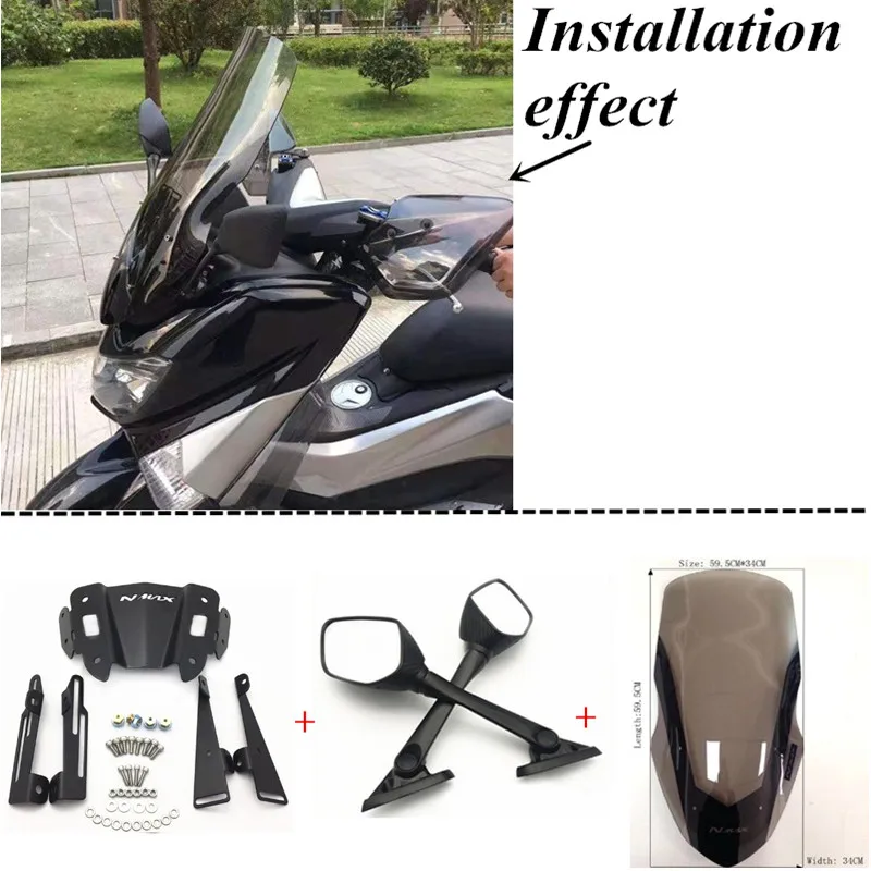 B mirror brown20 Модифицированный мотоцикл nmax зеркало sec Кронштейн Набор регулируемое ветровое стекло лобовое стекло кронштейн для yamaha nmax155 nmax 150 - Цвет: B mirror brown20