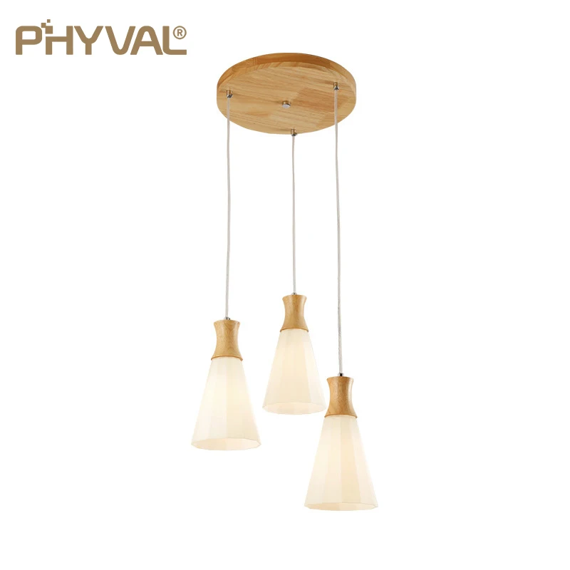 

Nordic Three-Heads Pendant Lamp Modern Minimalist House Lighting Dining Room Lamps Bar Table Restaurant Light Wooden Chandeliers