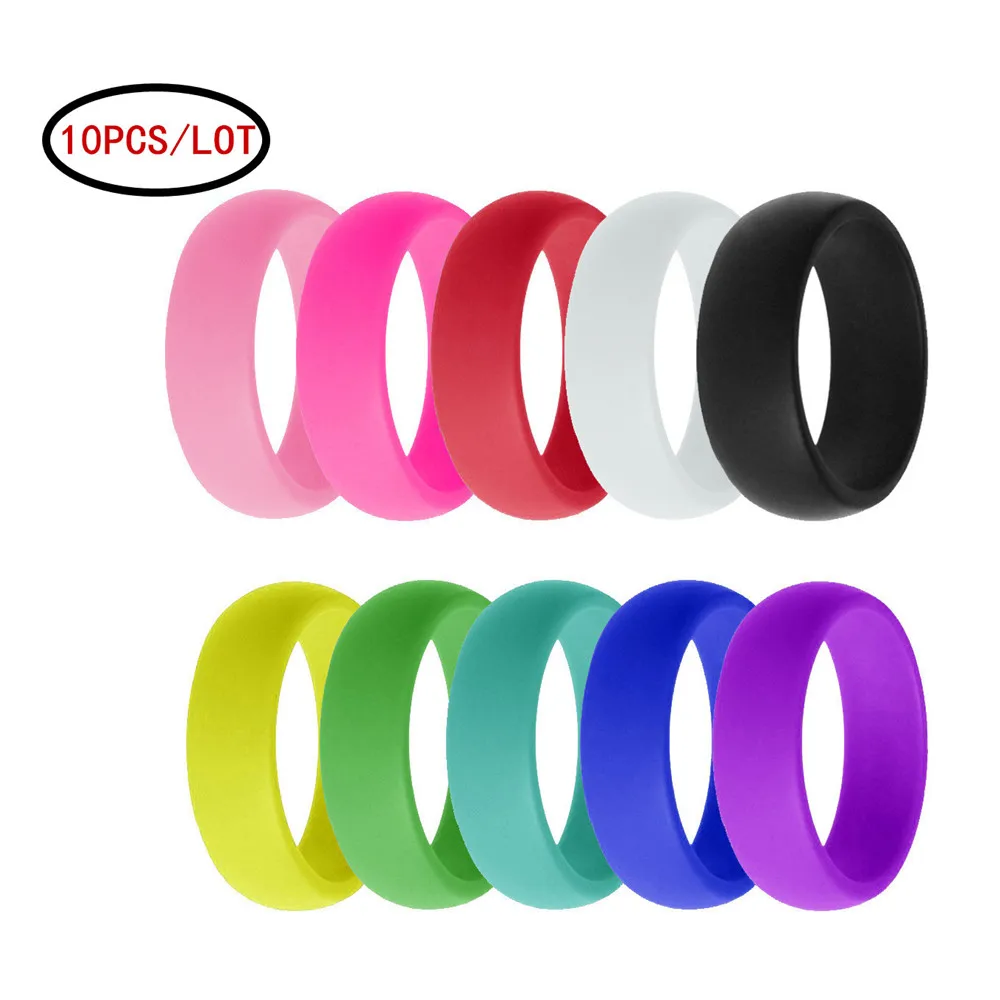 

10PCS/LOT Silicone Couple Rings 8mm Fashion Wedding Rings Women Men Flexible ECO-Friendly Rubber Finger Ring