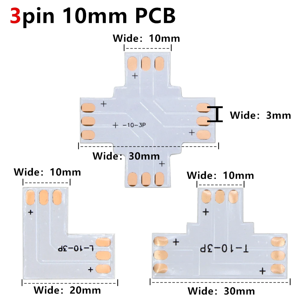 2pin/3pin/4pin/5pin угловой разъем 8 мм/10 мм/12 мм T/L/X PCB форма Solderless для WS2812 WS2811 Pixel