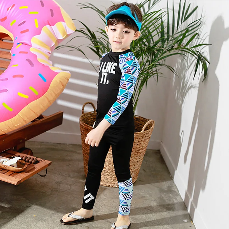 Мальчики девочки купальник Двойка непроницаемый для солнечных набор Рашгард