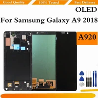 oled lcd for samsung galaxy a9 2018 a920 a920f sm a920fds lcd display touch screen digitizer assembly replacement with frame
