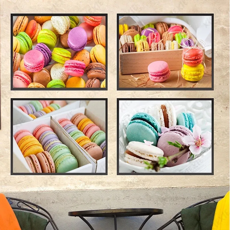 

Цветной постер макрона с изображением вкусной еды, Картина на холсте, обои с изображением сладкого искусства, Современное украшение в сканд...
