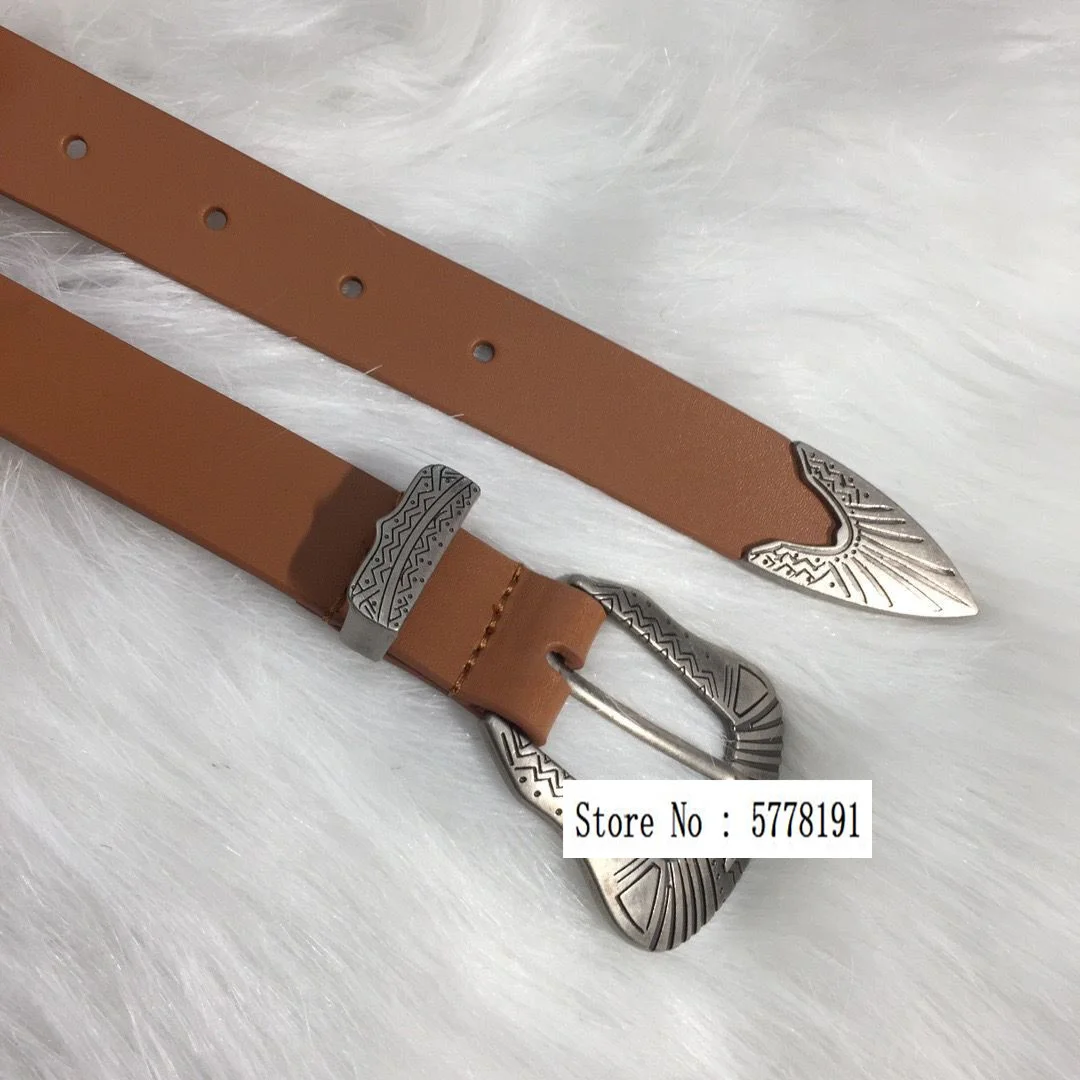 

2021SS New Woman Fashion Camel Color Metal Buckle Leather Belt FOR DRESS PANTS