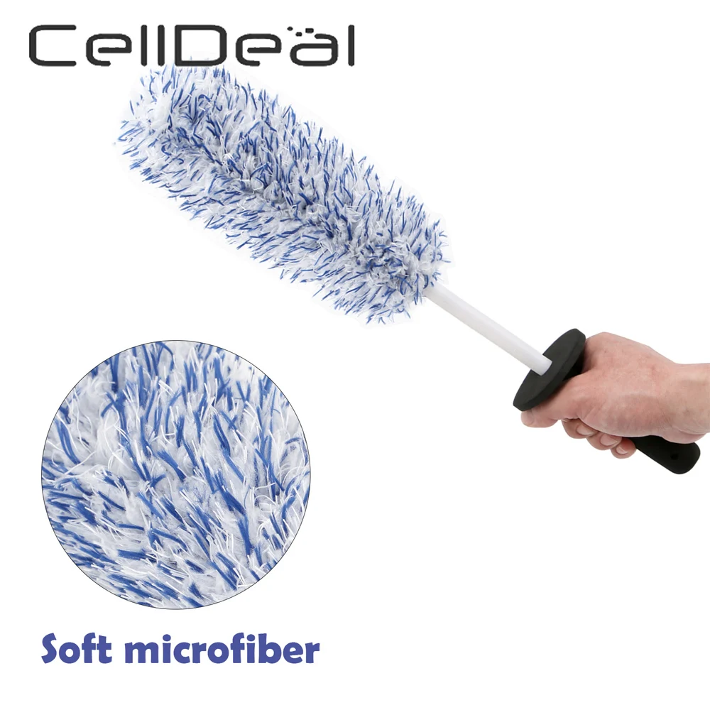 

Microfiber Car Wheel Brush Car Cleaning Non-Slip Long Handle Easy To Clean Rims Spokes Wheel Barrel Brake Caliper Care Washing