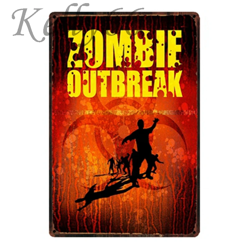 

[ Kelly66 ] Zombie Outbreak Keep out Metal Sign Tin Poster Home Decor Bar Wall Art Painting 20*30 CM Size y-1738
