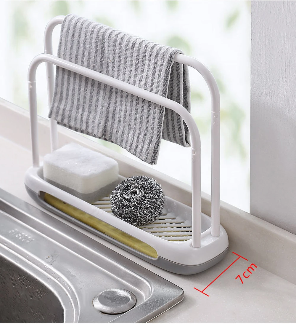 

Kitchen Sink Faucet Sponge Soap Storage Organizer Cloth Drain Rack Holder Shelf