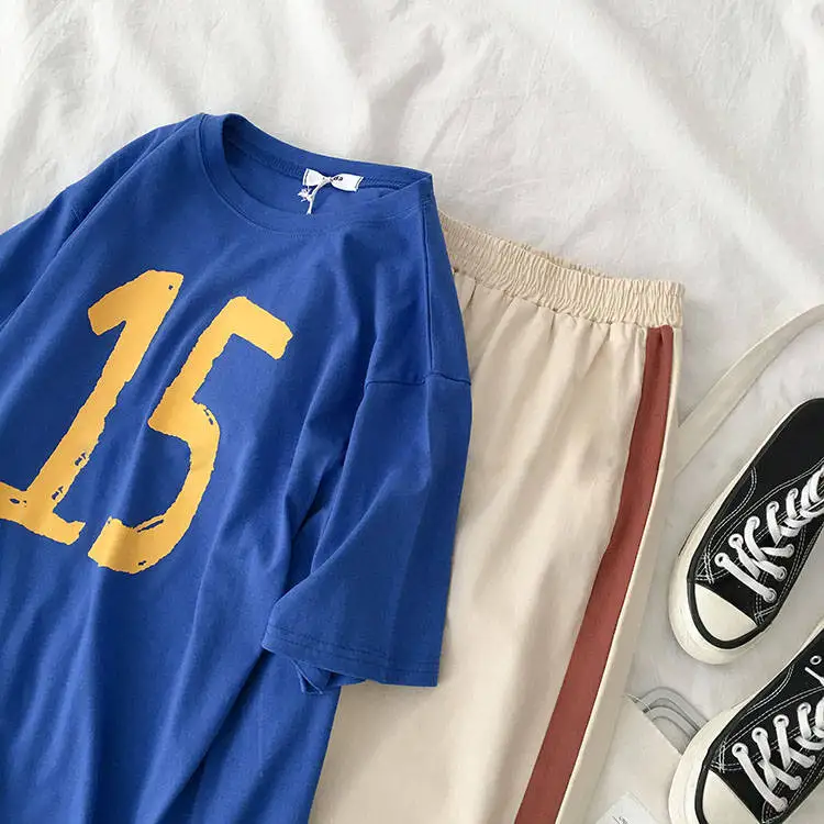 Новинка Лето 2020 футболка с коротким рукавом и принтом в Корейском стиле для