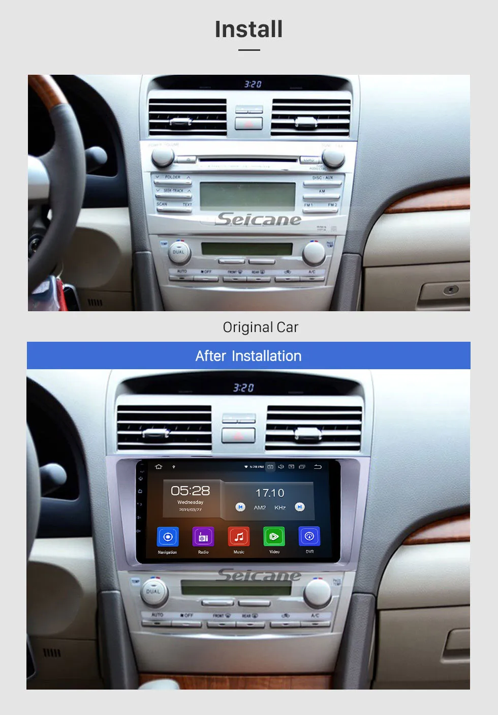 Seicane 9 дюймов Android 9,0 HD 1024*600 Автомобильный gps мультимедийный радио Navi плеер для 2007 2008 2009 2010 2011 Toyota CAMRY поддержка 3g