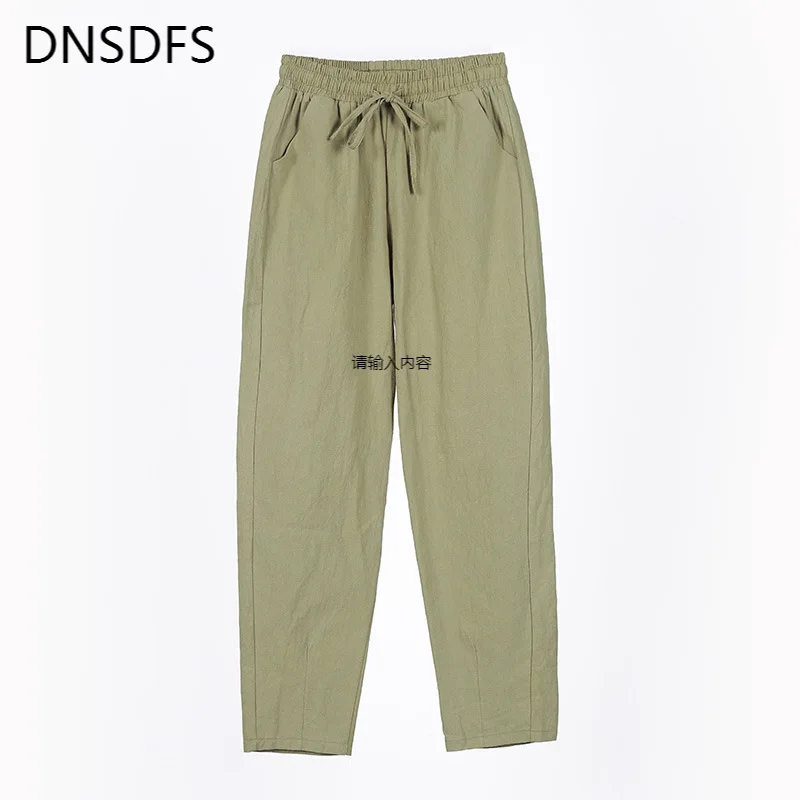 

Women's Pants 2021 Spring New Cotton Trousers Casual Harem Pants Loose Ankle Length Pure Color Pants Korean Ladies Leisure Pant