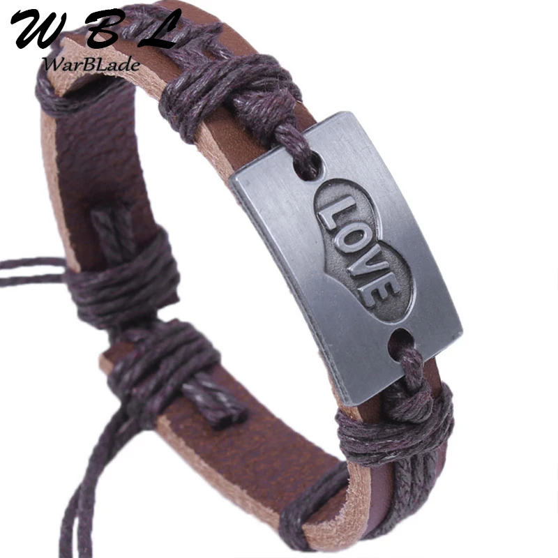 WBL Новая Винтажная Версия плетеного браслета из натуральной воловьей кожи сплава