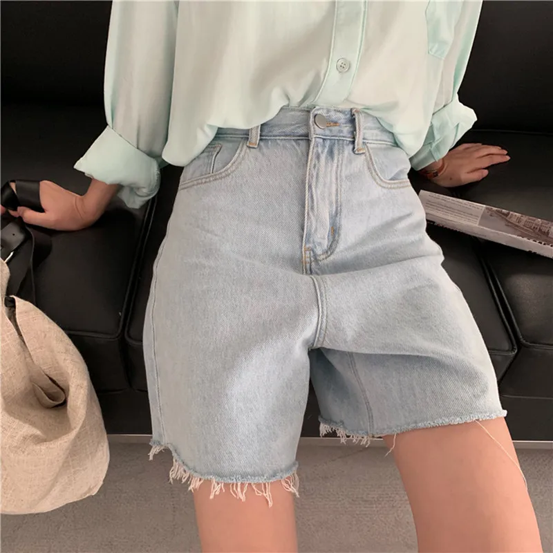 

Korean Style Streetwear Denim Shorts Women Summer Cotton Jeans High Waist Cool Short Feminino Chic