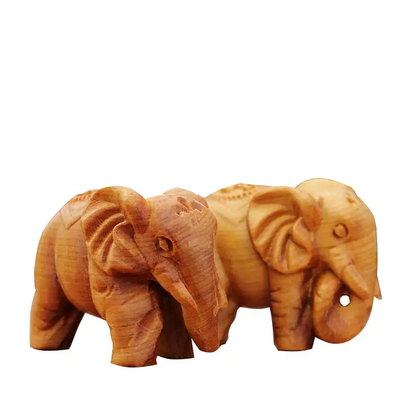 Ручная резьба по дереву богатство и благоприятный Маленький слон деревянные