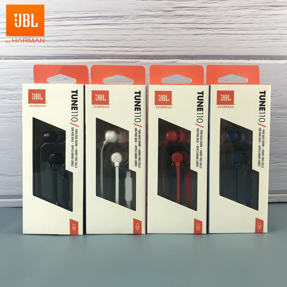 

JBL TUNE 110 3.5mm Wired Earphones T110 Stereo Music Deep Bass Earbuds Sports Headset In-line Control Handsfree with Microphone