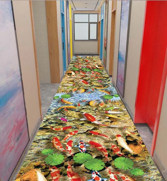 

Напольный 3D коврик из 100% полиэстера, нескользящий коврик для коридора, лестницы, отеля, дома, проспекта