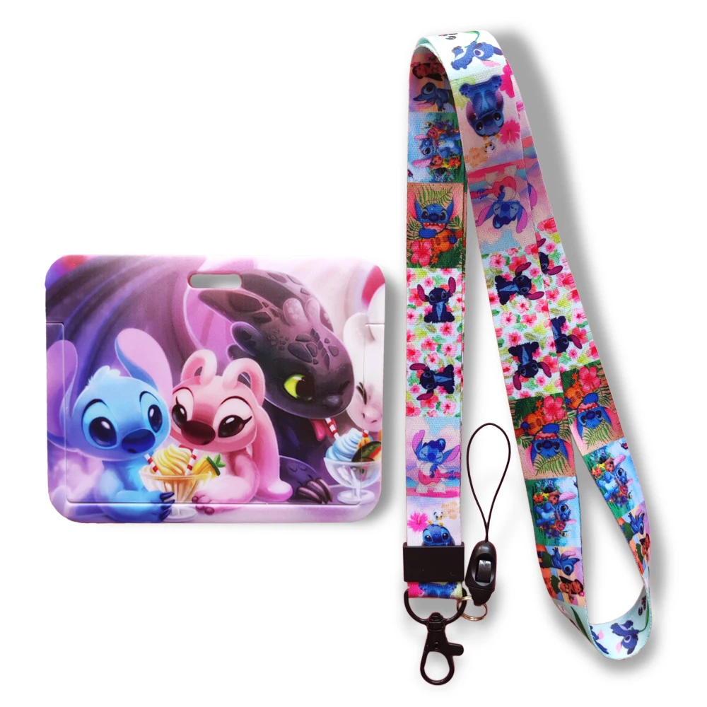 

Horizontal Disney Stitch Doctor ID Card Case Student Campus Card Hanging Neck bag Card Holder Lanyard ID Name Card Bag