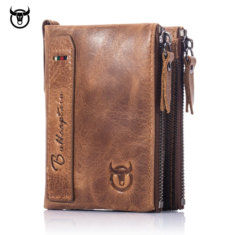 Брендовый популярный мужской кошелек из натуральной воловьей кожи Crazy Horse, короткий кошелек для монет, маленькие винтажные кошельки, новые высококачественные дизайнерские