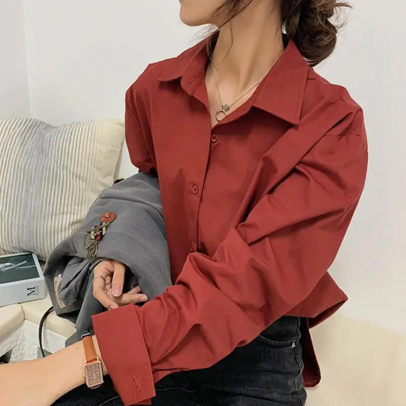

Genayooa Vintage Women Shirts Long Sleeve Shirt Turn Down Collar Shirt Women Spring Autumn Casual Ladies Elegant Korea Tops 2019