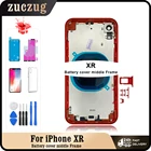 Задняя крышка аккумулятора для iPhone XR + средняя рамка корпуса + лоток для SIM-карты + боковые КЛЮЧИ КОРПУС без гибкого кабеля