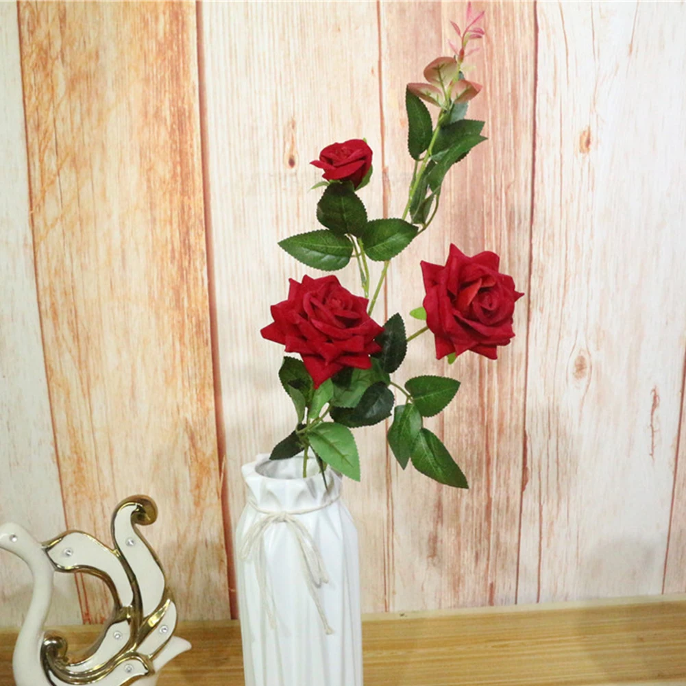 Красивый и стильный внешний вид поддельные цветы Flone Искусственные 3 головки розы