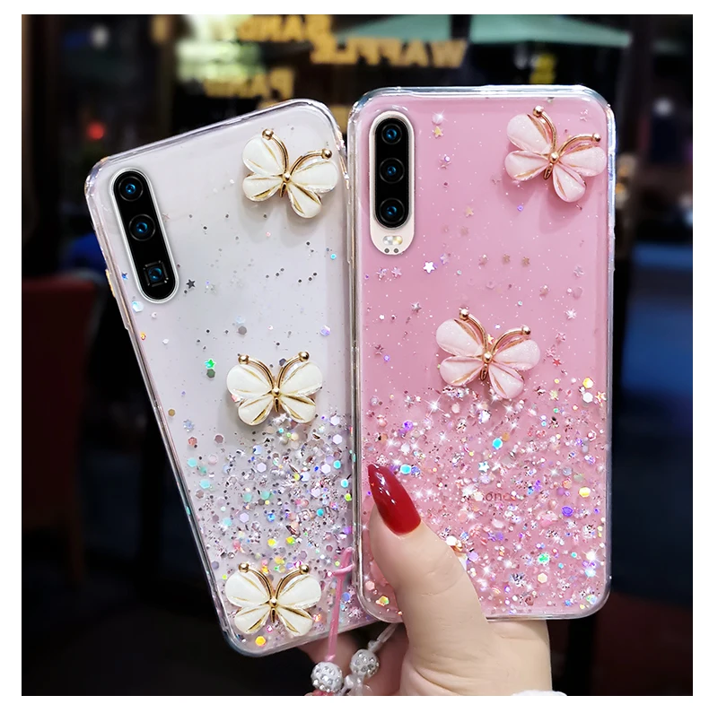 Блестящий чехол с алмазной бабочкой для Samsung Galaxy S10 s10e S9 S8 Plus Note 8 9 A7 A9 A9s A6 A8 2018 J2 Pro J4