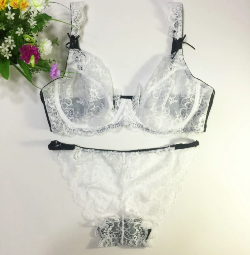 Французский высококачественный пикантный кружевной комплект с бюстгальтером