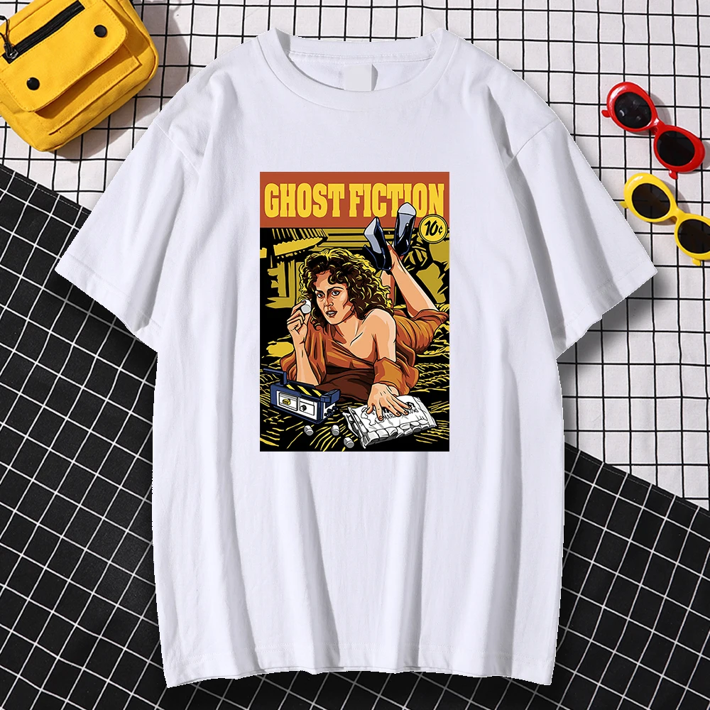 

Personality Summer Ghost Fiction Comics Print Tshirts Men Tee Clothes Sweat Breathable T Shirt O-Neck Loose Tops Men