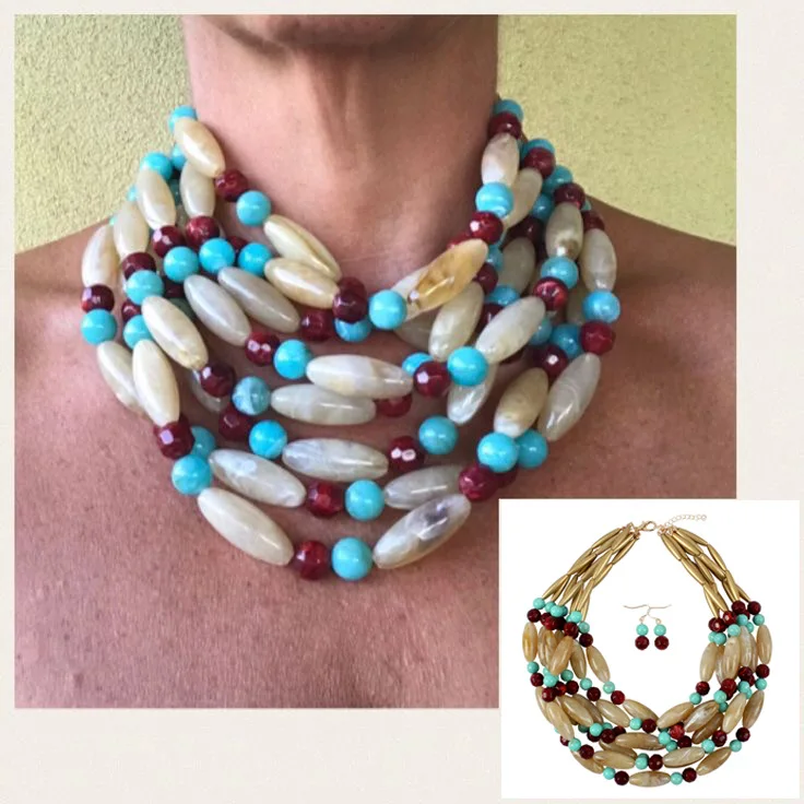 

New Big Blue Bib Beads Ribbon Flower Necklaces Earrings Statement Choker Nigerian Indian Pearl Jewelry Sets for Women