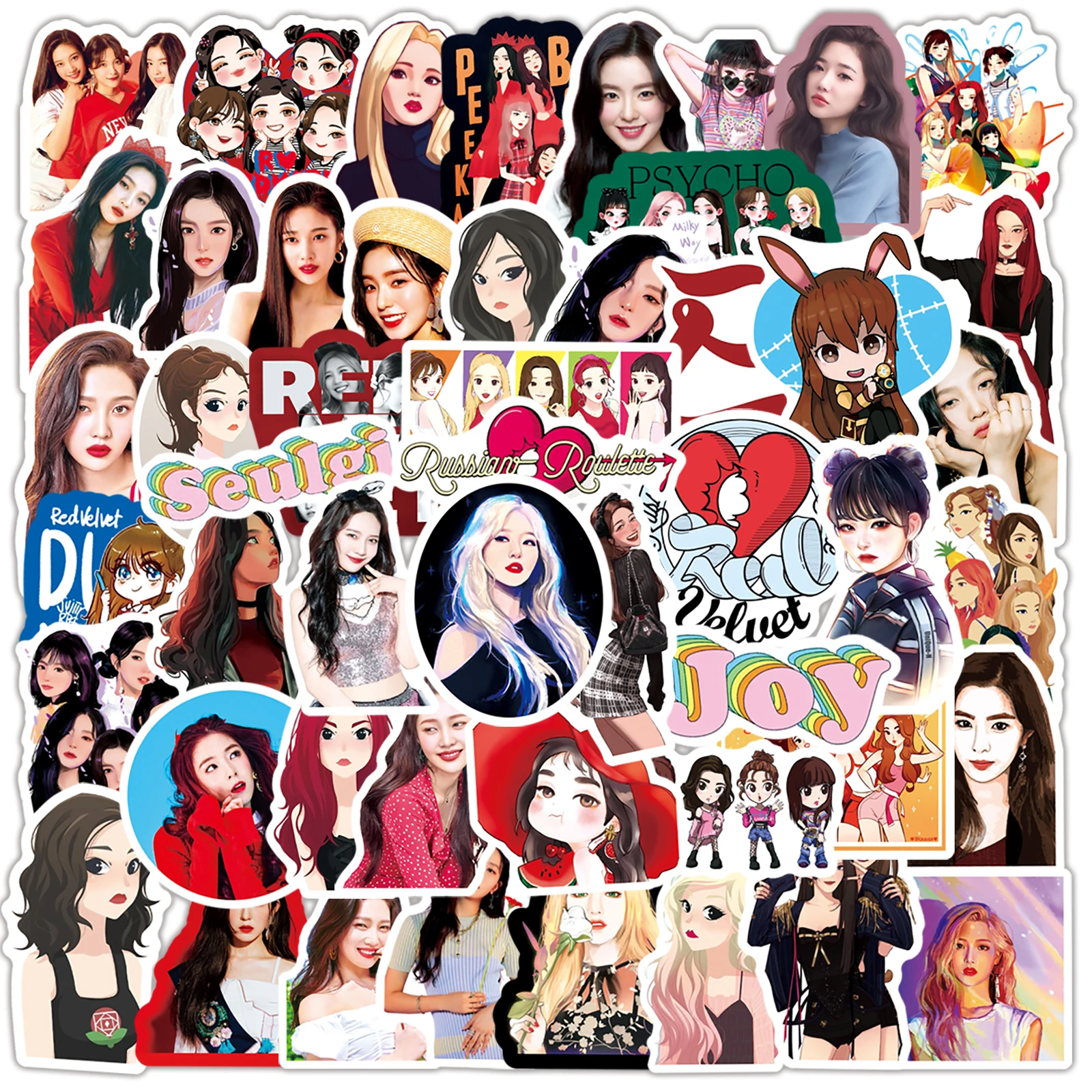 

50 шт./компл. Kpop Красные вельветовые стикеры Высокое качество HD Photo Aespa Sticker для поклонников подарок