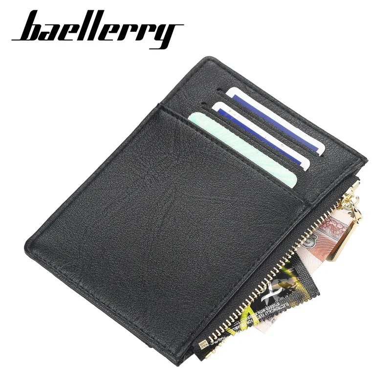 Короткий кошелек Baellerry для мужчин модный тонкий бумажник на молнии с кармашком