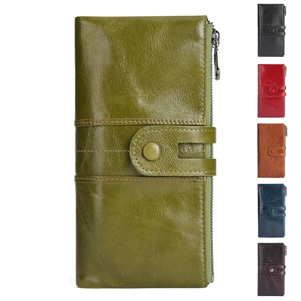 

2022 Genuine Leather Women Wallets Purse Lady Clutch Long Wallet with Zipper Coin Purse Women's Hasp Money Phone Bag