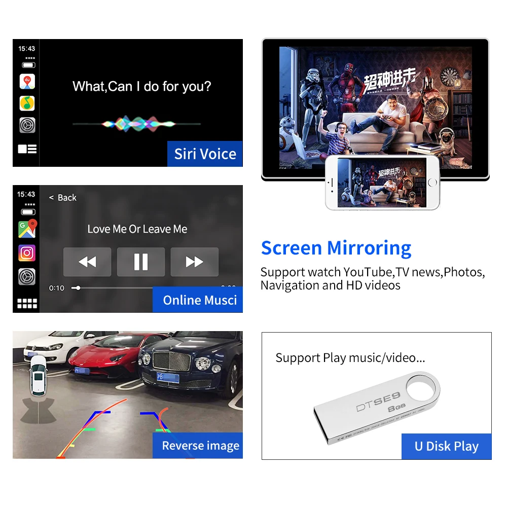 Carlinkit 718/911 Mirrorlink мультимедийный плеер беспроводной для Porsche Carplay Macan Panamera Cayenne Android