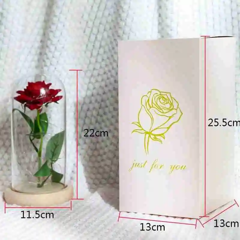 

Creative Valentine's Day Eternal Rose Flower Led Light Glass Cover Creative Gift Decor Home Decoration