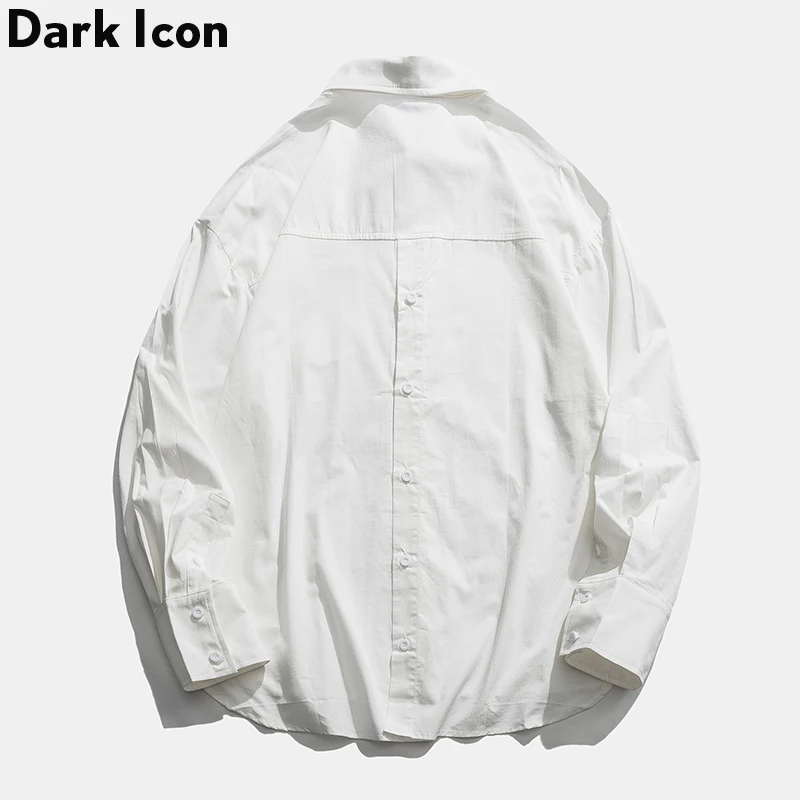 Темная икона мужская рубашка с длинным рукавом одноцветная осень 2019 свободный
