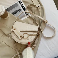 shoulder crossbody bags for women 2021 luxury brand crocodile semicircle saddle bags leather handbags designer bolso mujer