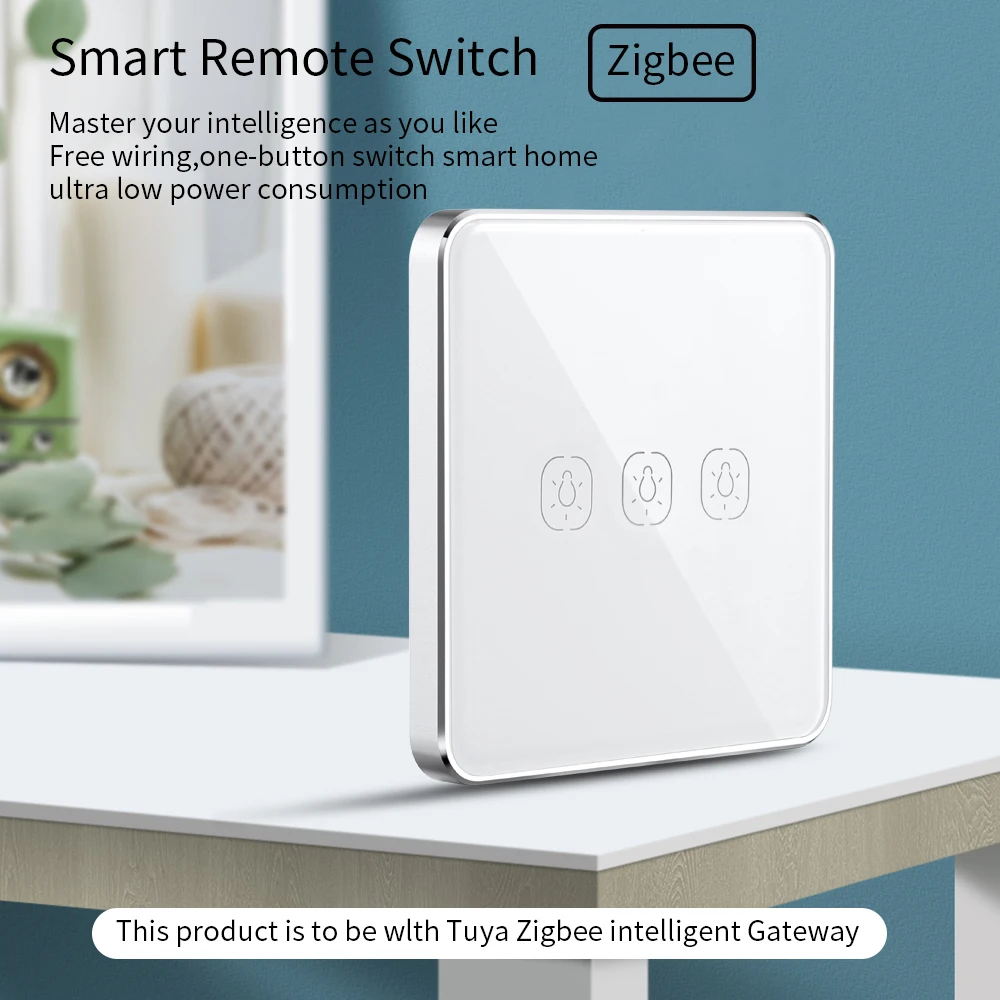 Умный переключатель Tuya ZigBee без проводов 1/2/3 кнопок сенсорный стикер работает с