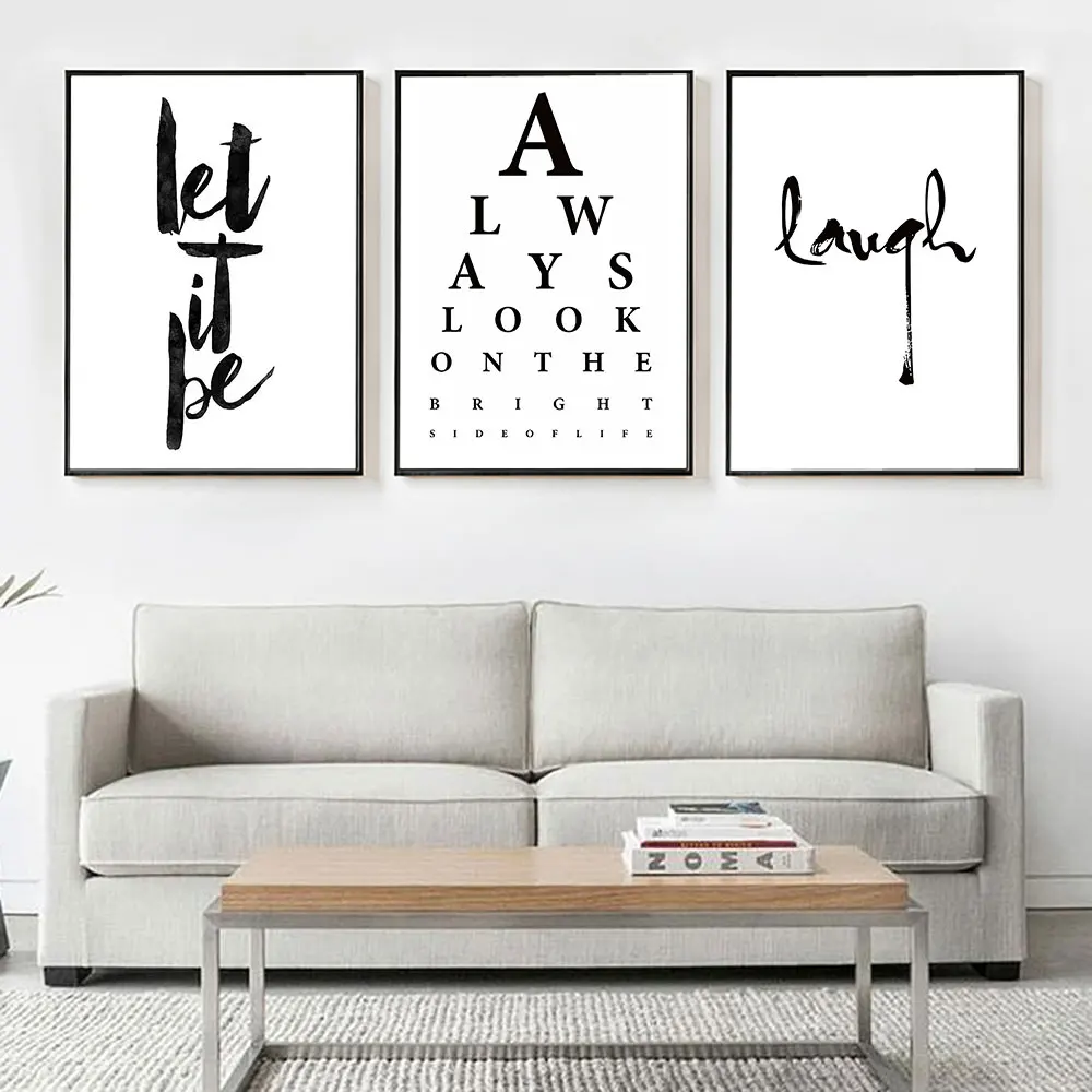 

Black White Motivative Quote Wall Art Picture Abstract Poster Canvas Print Minimalist Painting Bamboo Nordic Decoration