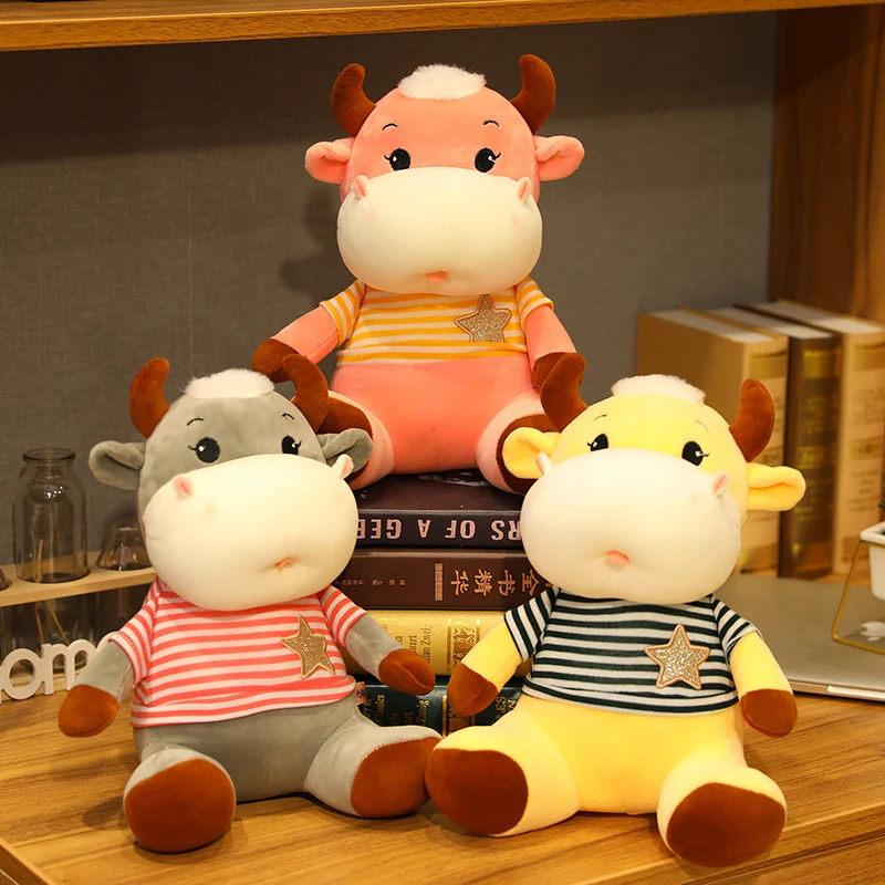 Горячая Huggable Kawaii корова Pet кукла чучела милое животное крупного рогатого скота