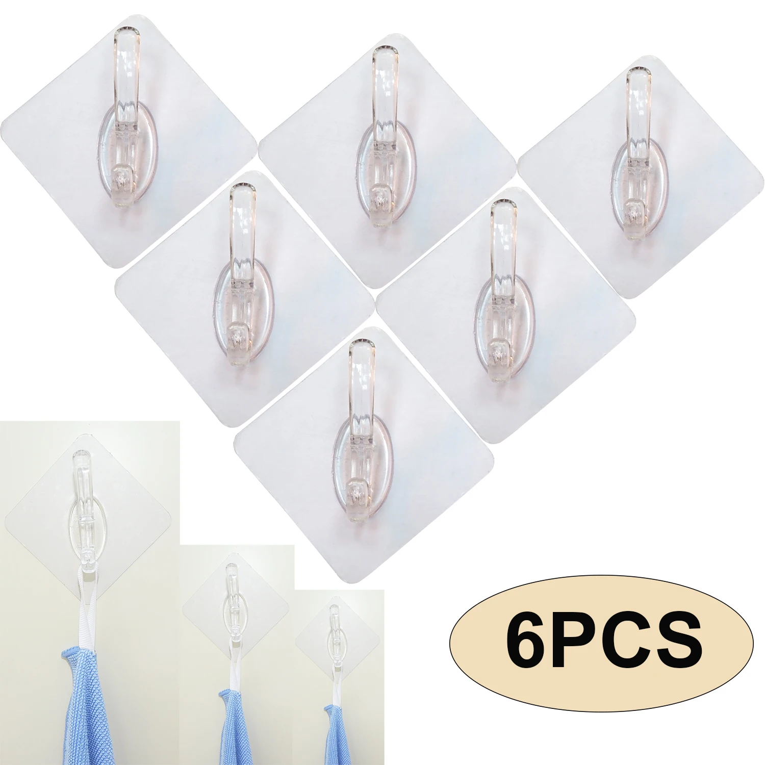 

6PCS Transparent Strong Self Adhesive Door Wall Hangers Racks Hooks Suction Heavy Load Rack Cup Sucker for Kitchen Bathroom