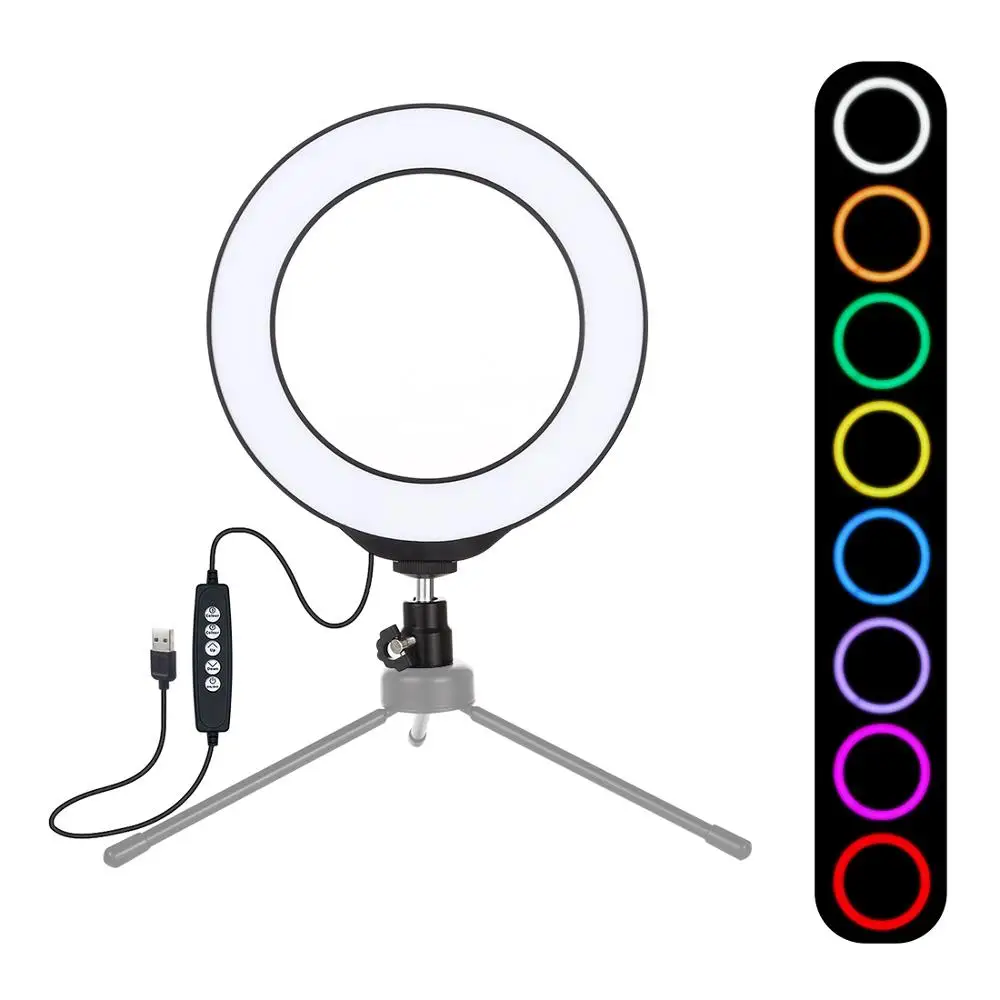 

PULUZ 4.7/6.2 Inch USB 8 colors Adjustable Ringlight RGBW Dimmable LED Mini Ring Light For Youtube Live Lampa Pierscieniowa