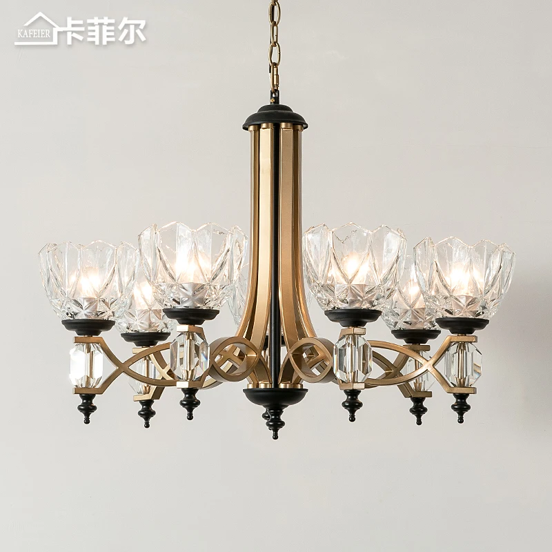

American wrought iron living room chandelier master bedroom Nordic simple net red creative personality dining room study lamp